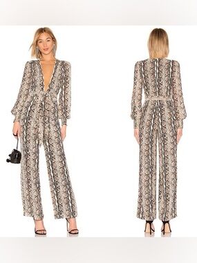NWT LPA Jumpsuit 655 Snake Print Long Sleeve Small